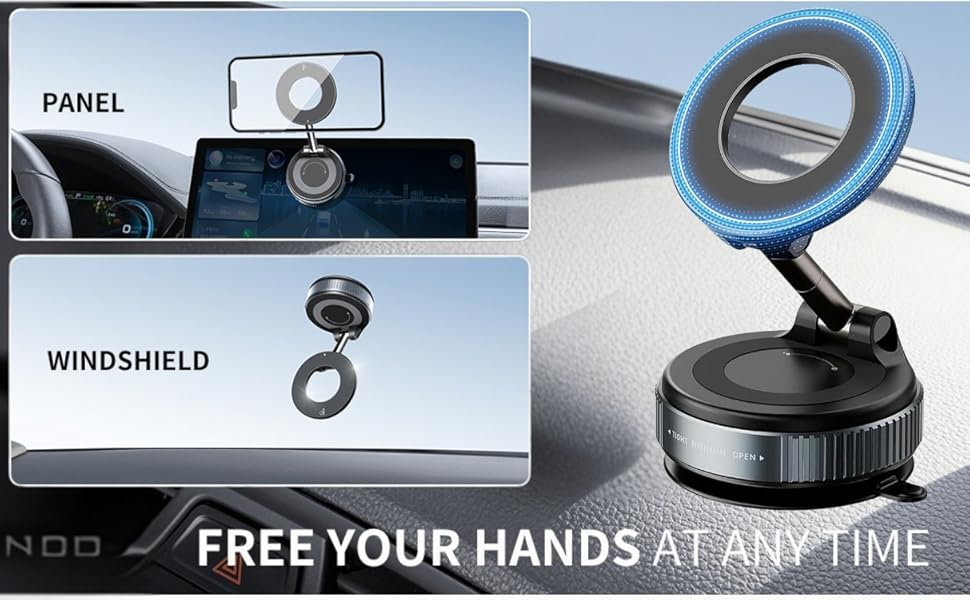 Mechanical Suction Cup MagSafe Magnetic Car Phone Holder(Black)