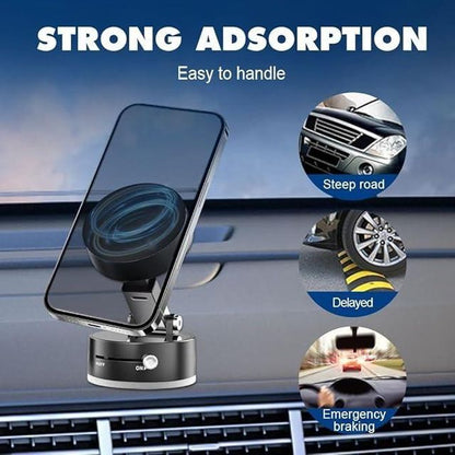Mechanical Suction Cup MagSafe Magnetic Car Phone Holder(Black)